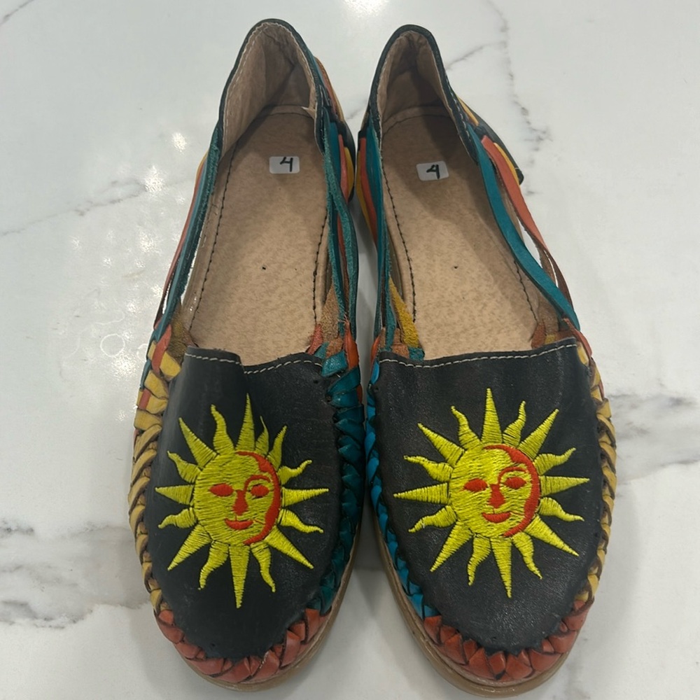 Mexican Artisan Huaraches Sun Leather Sandals. Size 9